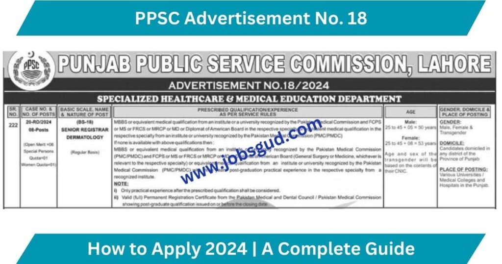 New PPSC Advertisement No. 18 Jobs Oline Apply