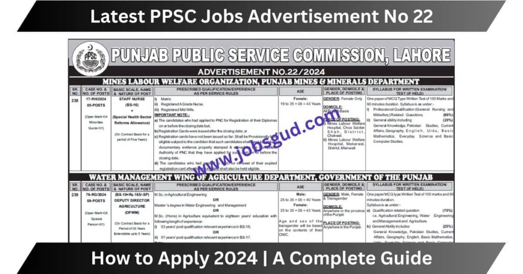 Latest PPSC Jobs Advertisement No 22 Online Apply 2024