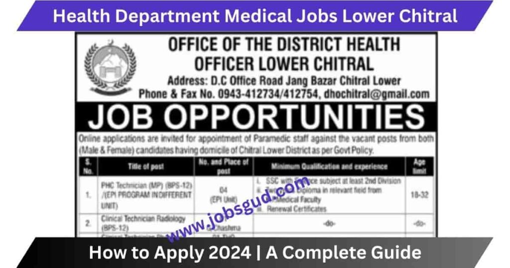 Health Department Medical Jobs Lower Chitral Online Apply 2024